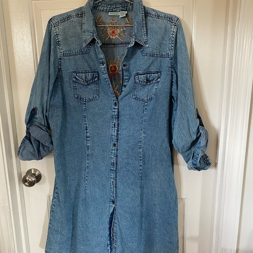 Nostalgia Embroidered Denim Dress Jacket - Picture 2 of 3